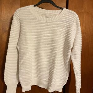 LOFT Textured Cream Crew Neck Sweater
